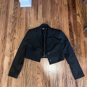 Zara Women’s Cropped Blazer Jacket Black Size Small